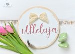 Tabliczka  okrągła Alleluja z kokardą