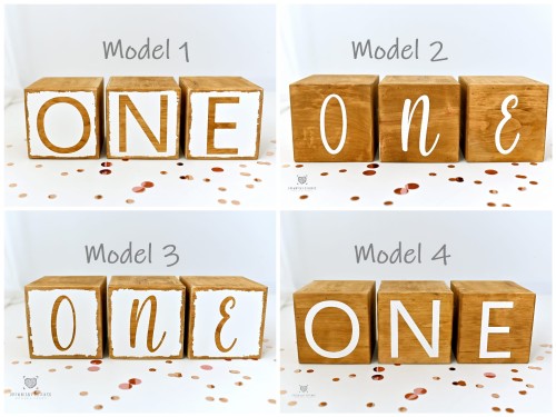 drewniane Kostki ONE do sesji roczkowych - birthday / wooden photo props