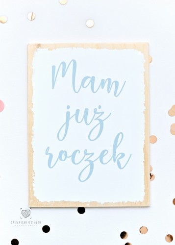 rekwizyt do sesji roczkowej, drewniana tabliczka